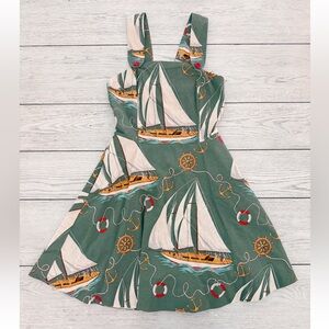Vintage Ralph Lauren Dress Nautical Apron Sundress Blue Label Sailboat